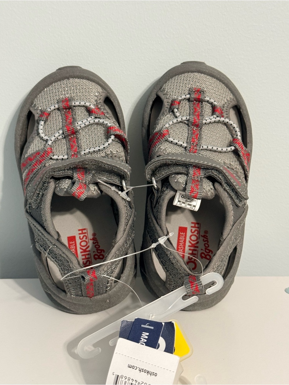 OshKosh B'gosh Gray and Red Boys' Sandal Sneakers